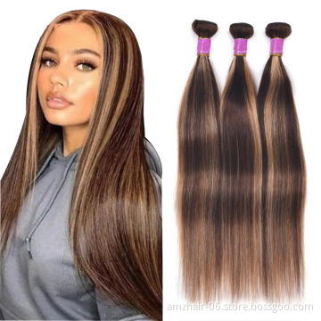 Wholesale Mink Brazilian Human Hair Weave 4/27# Colour Highlight Bundles with Closure Raw Mink Vietnamese Human Hair Extension